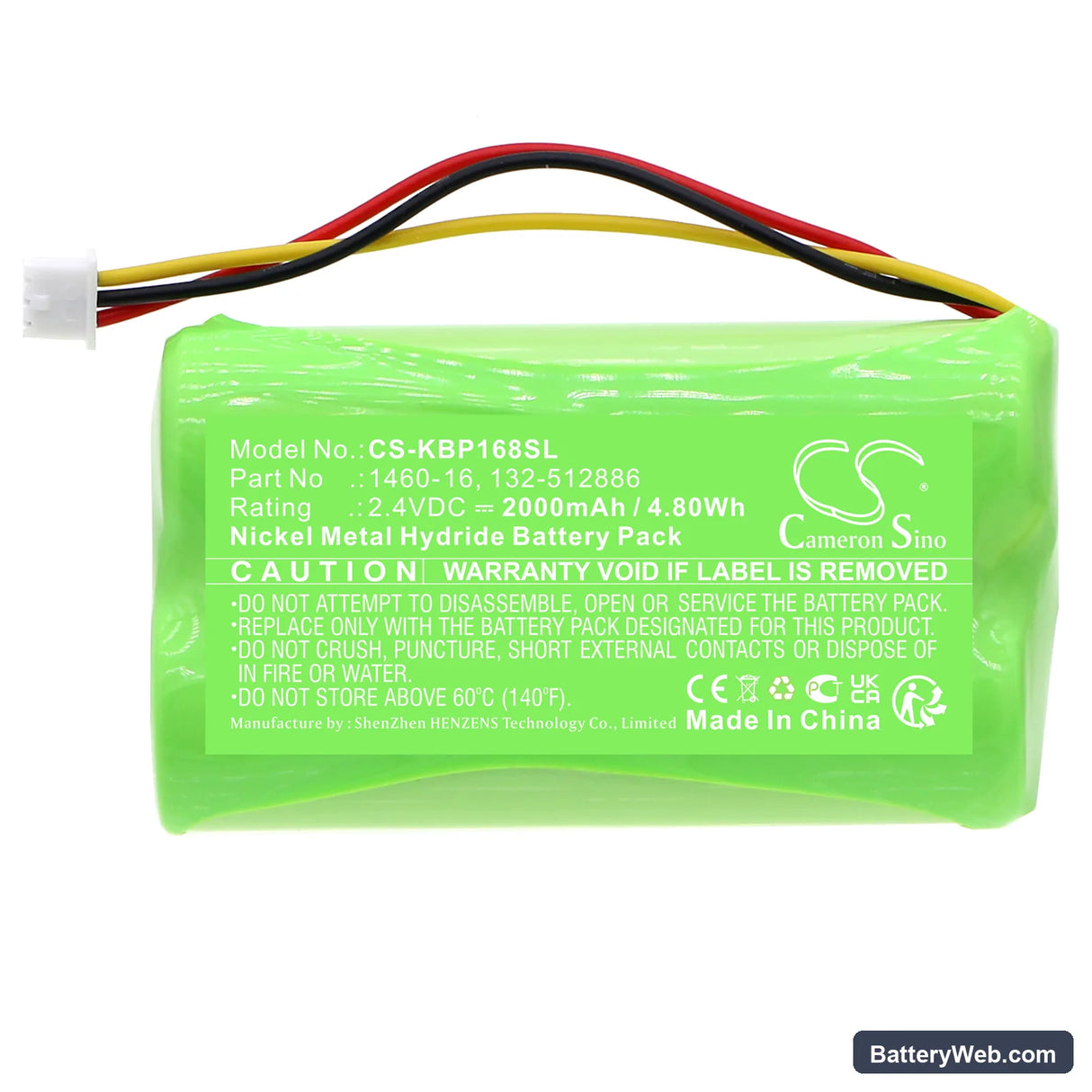 Kaba Programmer 1460 Replacement Battery, 2.4V, 2000mAh, Ni-MH 3