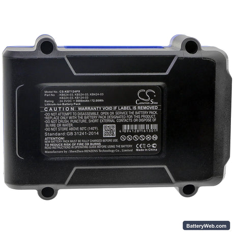 Kobalt KRAD 1224B-03 Replacement Battery, 24V, 3000mAh, Li-ion 5