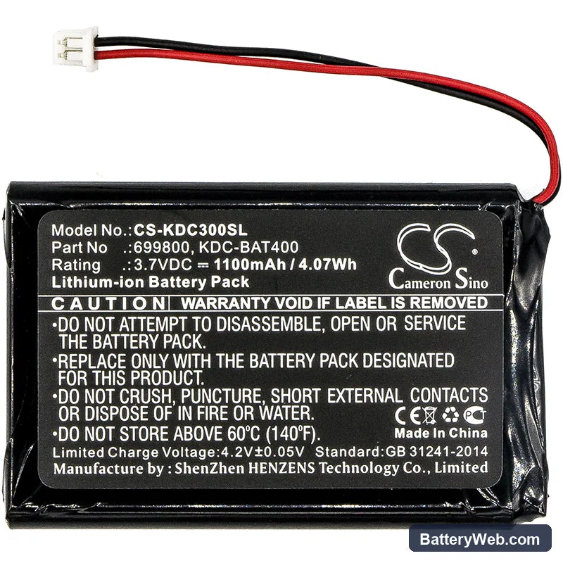 KOAMTAC KDC30 Replacement Battery, 3.7V, 1100mAh, Li-ion 3