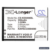 KAP ELSE eS-KAP-Ad VR Replacement Battery, 3.7V, 950mAh, Li-ion 3
