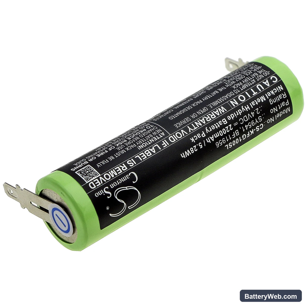Kenwood Grati FG100 Replacement Battery, 2.4V, 2200mAh, Ni-MH 2