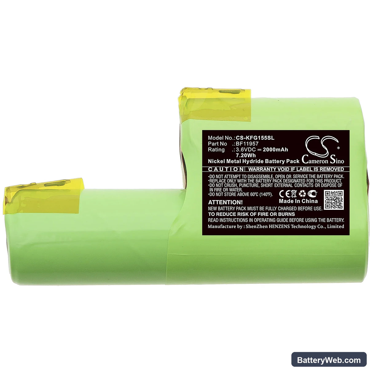 Kenwood Grati FG155 Replacement Battery, 3.6V, 2000mAh, Ni-MH 3