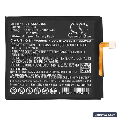 Qiku 360 N4 Replacement Battery, 3.85V, 3000mAh, Li-Polymer 3