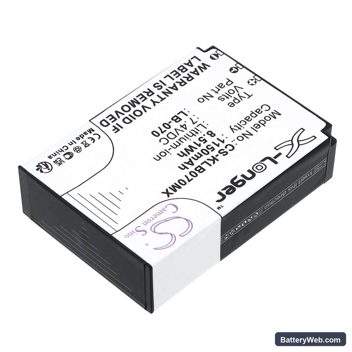 Kodak PIXPRO S1 Replacement Battery, 7.4V, 1150mAh, Li-ion 2