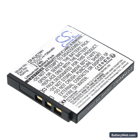 Agfa Optima 1338 Replacement Battery, 3.7V, 720mAh, Li-ion 1