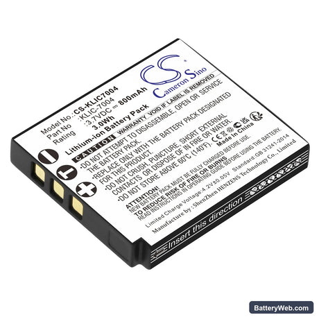 Kodak EasyShare M1033 Replacement Battery, 3.7V, 800mAh, Li-ion 1