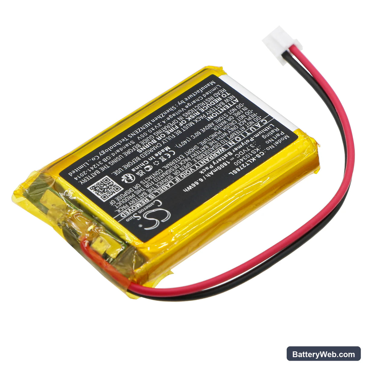 Kolsol AT278 Replacement Battery, 3.7V, 1800mAh, Li-Polymer 2