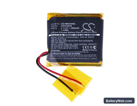 ROCKETFISH RF-MAB2 Replacement Battery, 3.7V, 300mAh, Li-Polymer 5
