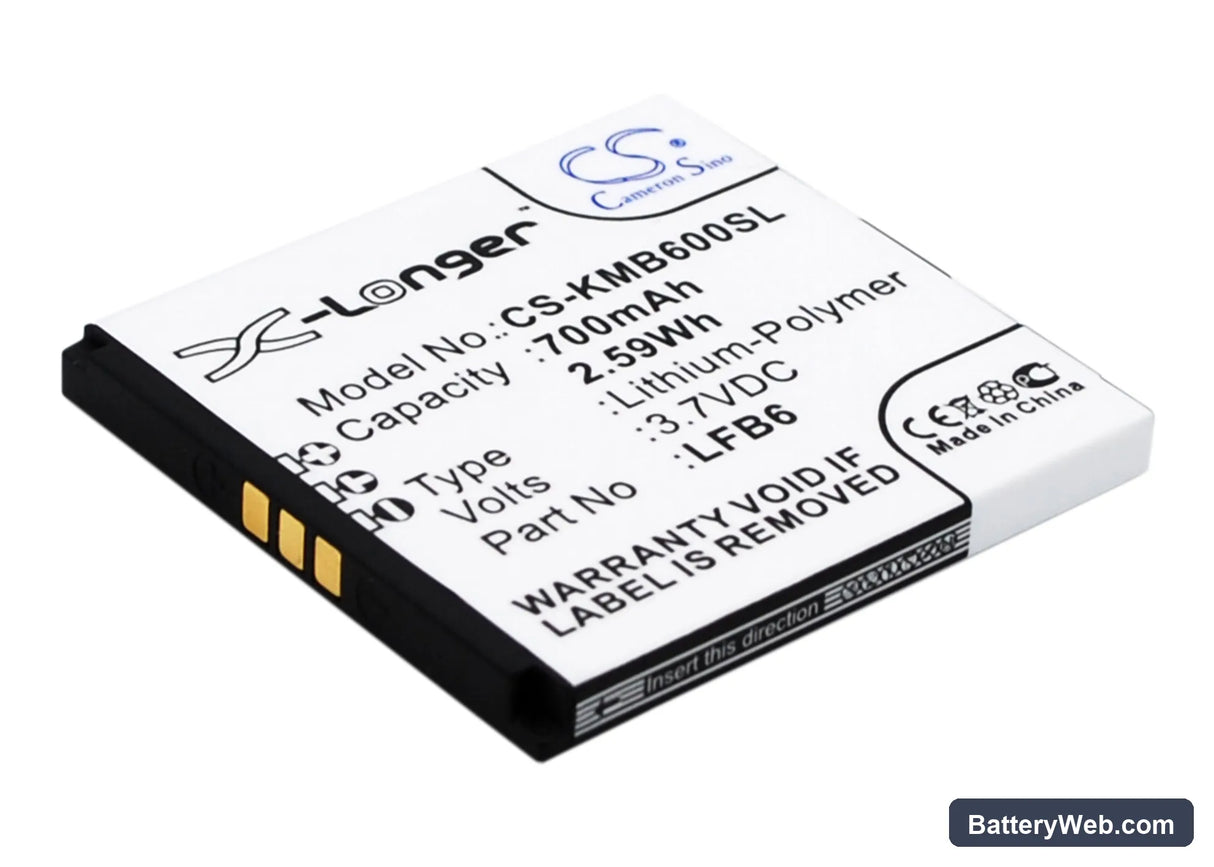 KAZAM Life B6 Replacement Battery, 3.7V, 700mAh, Li-ion 2