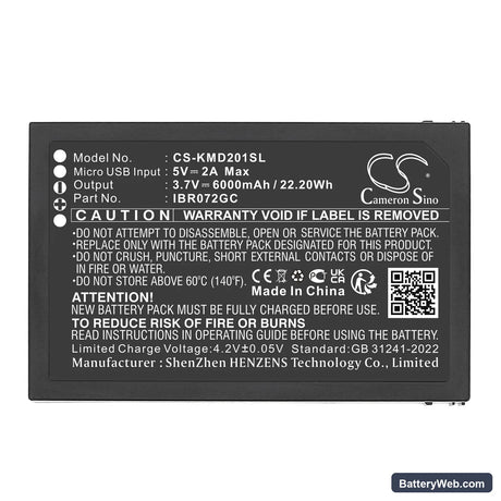 IES kami Replacement Battery, 3.7V, 6000mAh, Li-ion 5