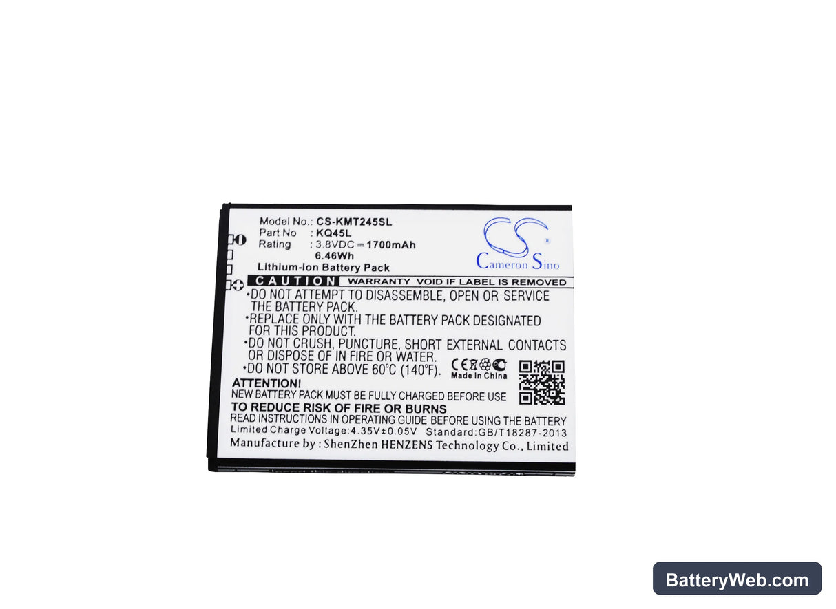 KAZAM Thunder2 4.5L Replacement Battery, 3.8V, 1700mAh, Li-ion 5