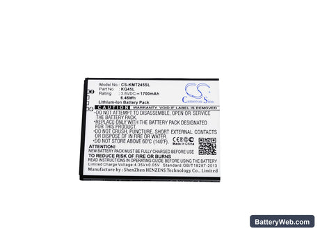 KAZAM Thunder2 4.5L Replacement Battery, 3.8V, 1700mAh, Li-ion 5