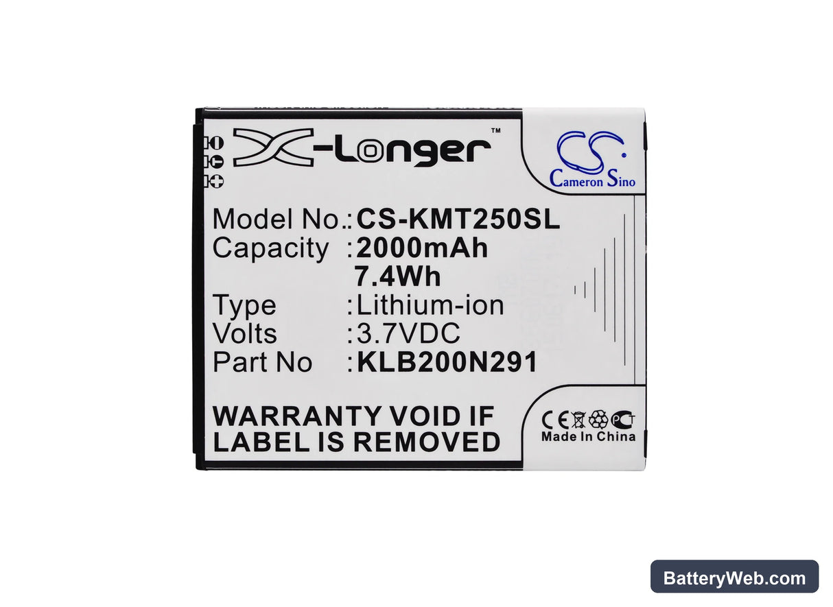 KAZAM Trooper2 5.0 Replacement Battery, 3.7V, 2000mAh, Li-ion 5