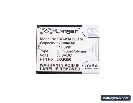 KAZAM Thunder2 5.0 Replacement Battery, 3.8V, 2000mAh, Li-Polymer 5