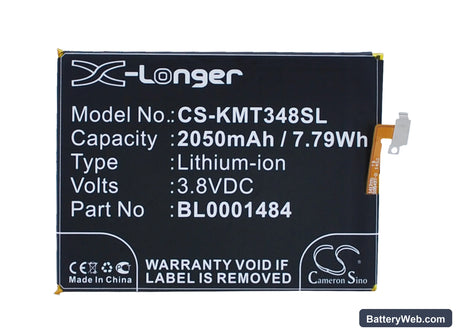 KAZAM Tornado 348 Replacement Battery, 3.8V, 2050mAh, Li-ion 1