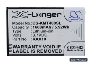 KAZAM Trooper X4.0 Replacement Battery, 3.7V, 1600mAh, Li-ion 1