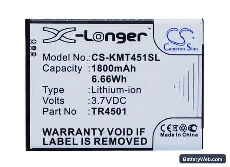 Archos 50 Titanium 4G Replacement Battery, 3.7V, 1800mAh, Li-ion 5