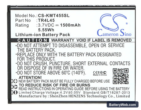 KAZAM Trooper 445L Replacement Battery, 3.7V, 1500mAh, Li-ion 5