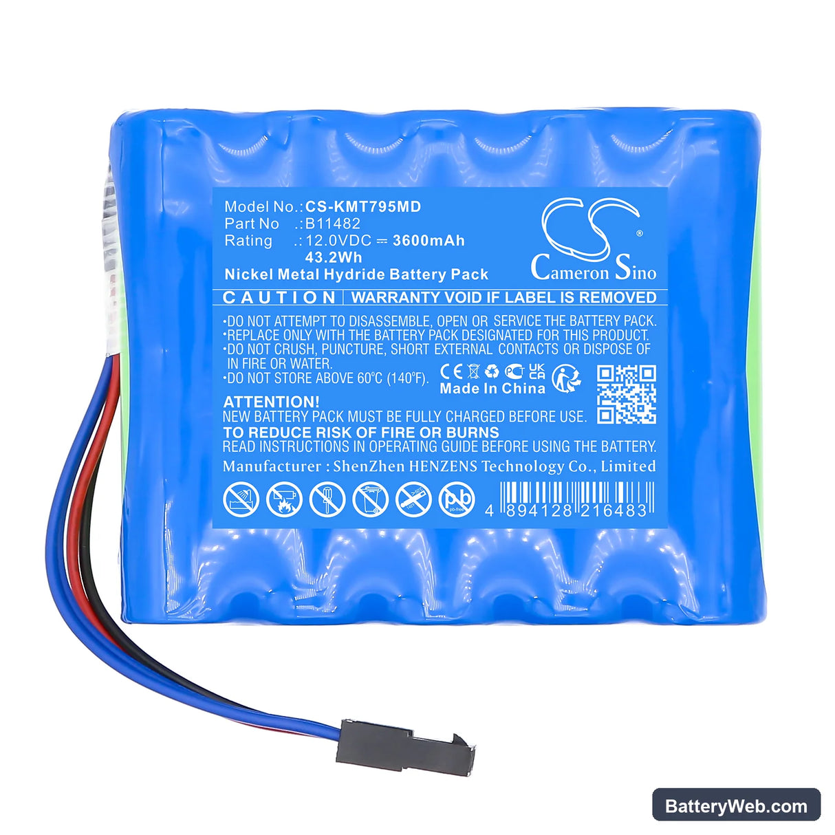 KCI ATS Therapy Replacement Battery, 12V, 3600mAh, Ni-MH 3