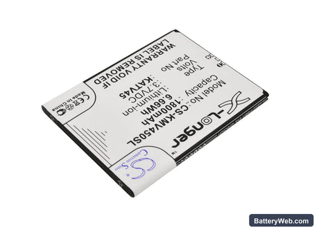 KAZAM TV 4.5 Replacement Battery, 3.7V, 1800mAh, Li-ion 2