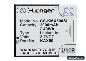 KAZAM Trooper X5.0 Replacement Battery, 3.7V, 2000mAh, Li-ion 1