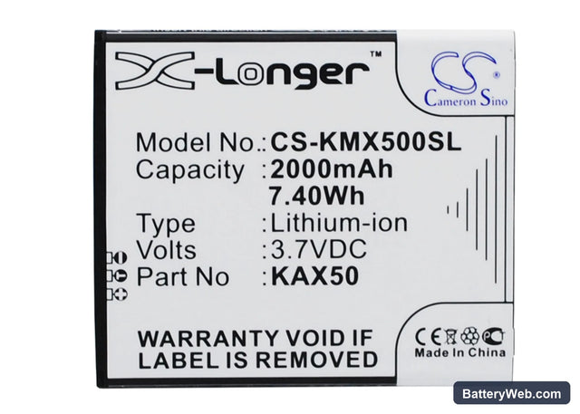 KAZAM Trooper X5.0 Replacement Battery, 3.7V, 2000mAh, Li-ion 1