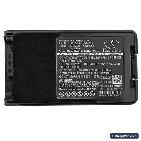 Kenwood TK-3140 Replacement Battery, 7.2V, 1300mAh, Ni-MH 5