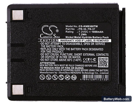 Kenwood TK-235A Replacement Battery, 7.2V, 1000mAh, Ni-MH 5