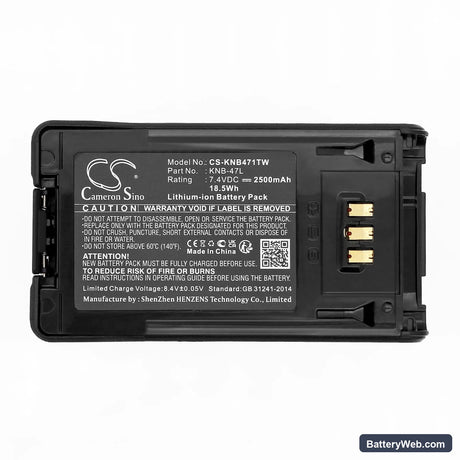 Kenwood NX-200 Replacement Battery, 7.4V, 2500mAh, Li-ion 5