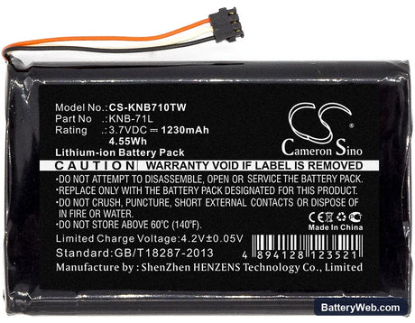 Kenwood PKT-23 Replacement Battery, 3.7V, 1230mAh, Li-ion 3
