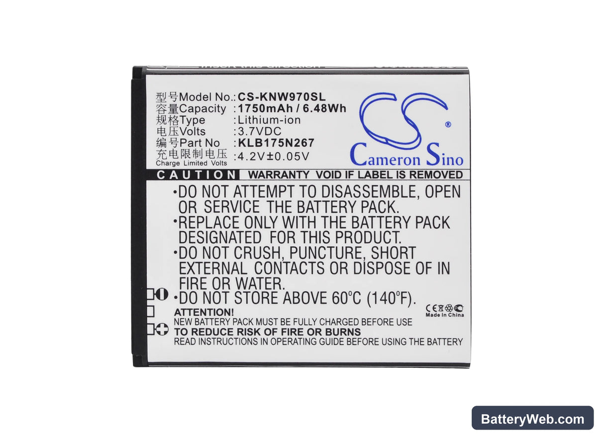 Fly W970 V973 V870 Replacement Battery, 3.7V, 1750mAh, Li-ion 5
