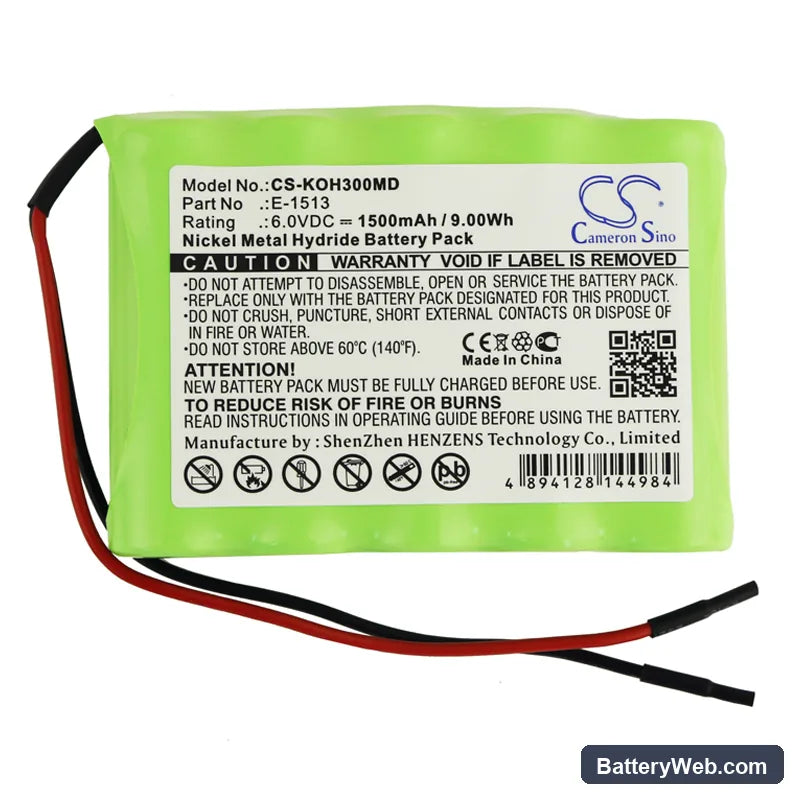 IKO3 HeartMirror ECG Replacement Battery, 6V, 1500mAh, Ni-MH 3
