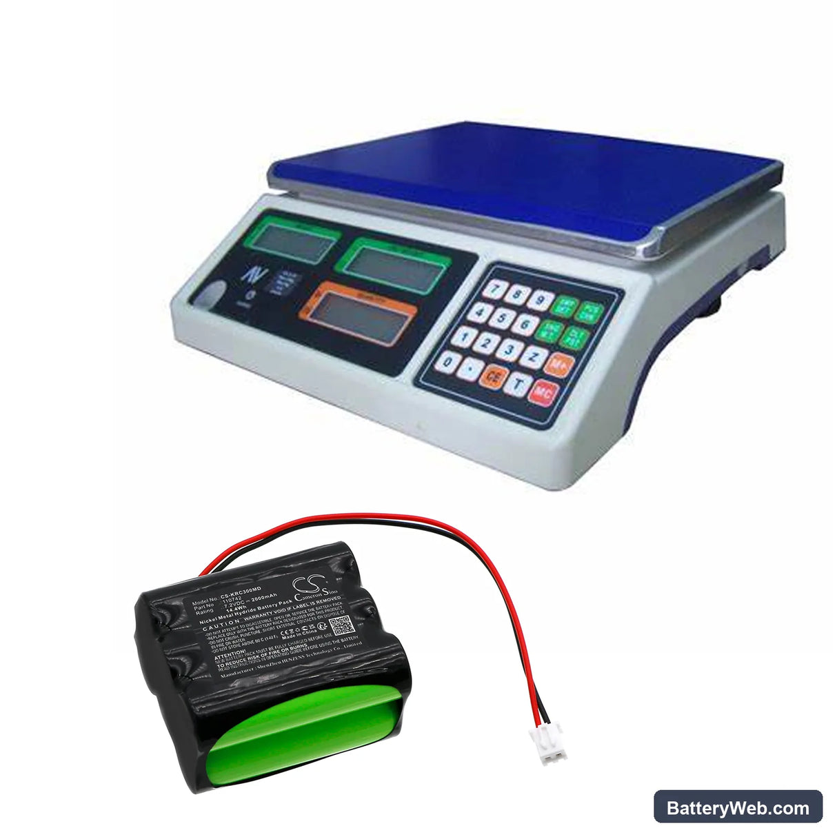 Kern Chair scale MCC300K100M Replacement Battery, 7.2V, 2000mAh, Ni-MH 6