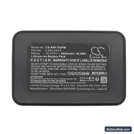 Karcher 14442420 Replacement Battery, 18V, 2000mAh, Li-ion 5