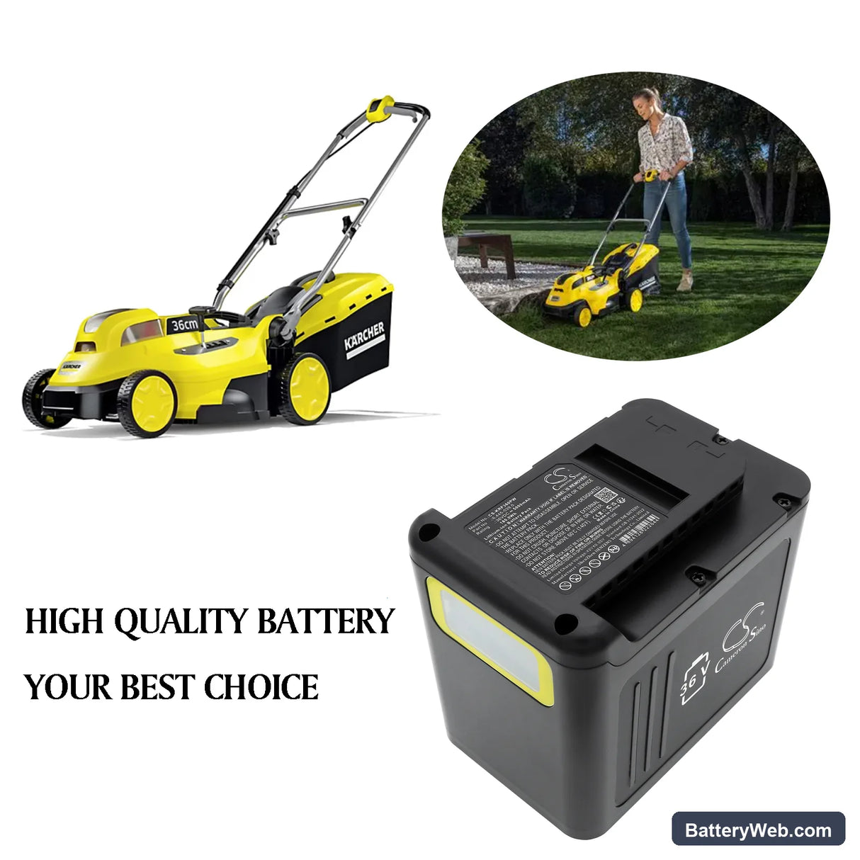 Karcher Cordless lawn mower LMO 36-40 Replacement Battery, 36V, 5000mAh, Li-ion 6