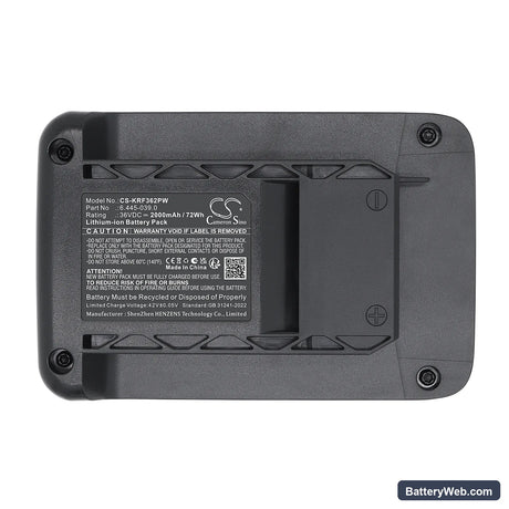 Karcher Cordless lawn mower LMO 36-40 Replacement Battery, 36.0V, 2000mAh, Li-ion 5