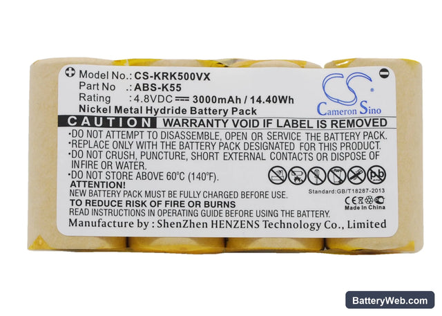 Karcher K50 Replacement Battery, 4.8V, 3000mAh, Ni-MH 1