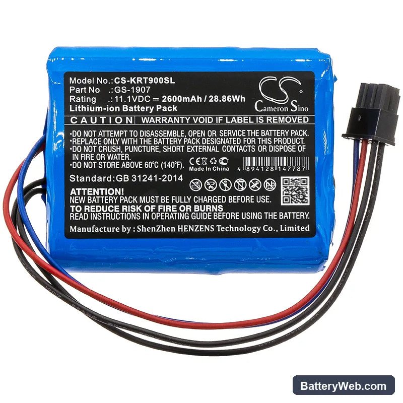 Kronos InTouch 9000 Replacement Battery, 11.1V, 2600mAh, Li-ion 3