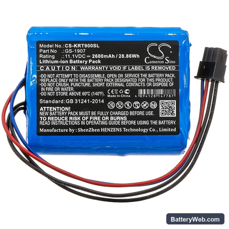 Kronos InTouch 9000 Replacement Battery, 11.1V, 2600mAh, Li-ion 3