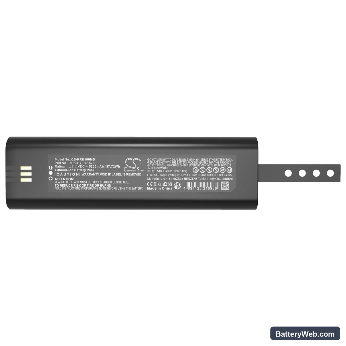 KAIXIN RKU10 Replacement Battery, 11.1V, 5200mAh, Li-ion 5