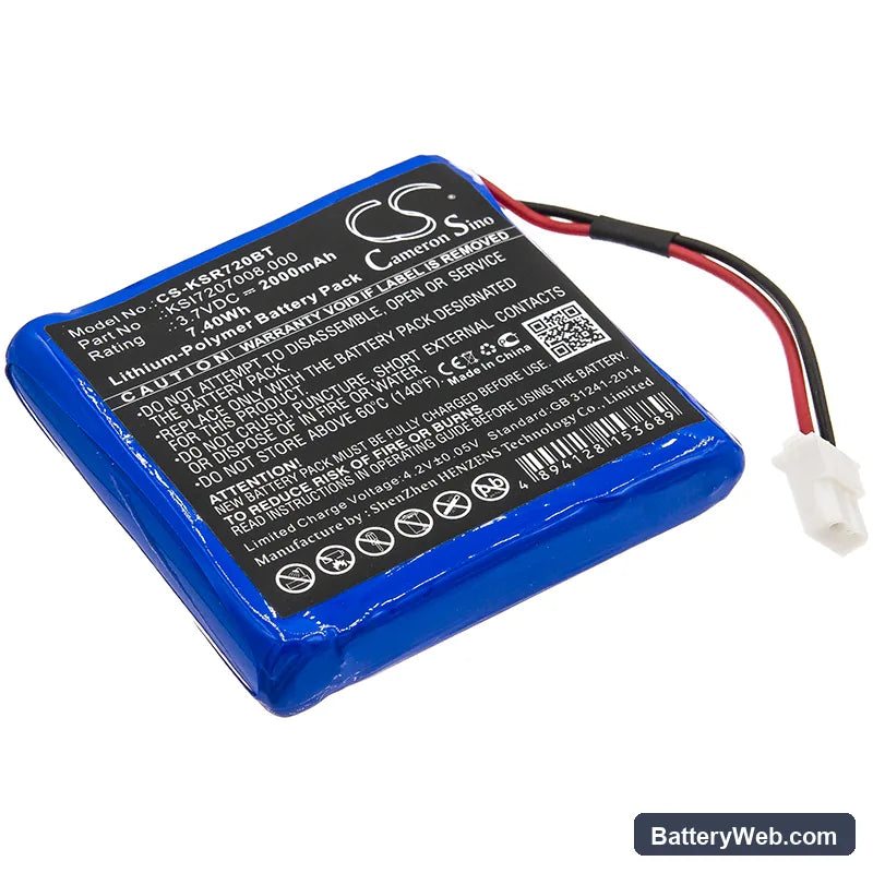 Ksenia Radius Indoor Siren Replacement Battery, 3.7V, 2000mAh, Li-Polymer 1