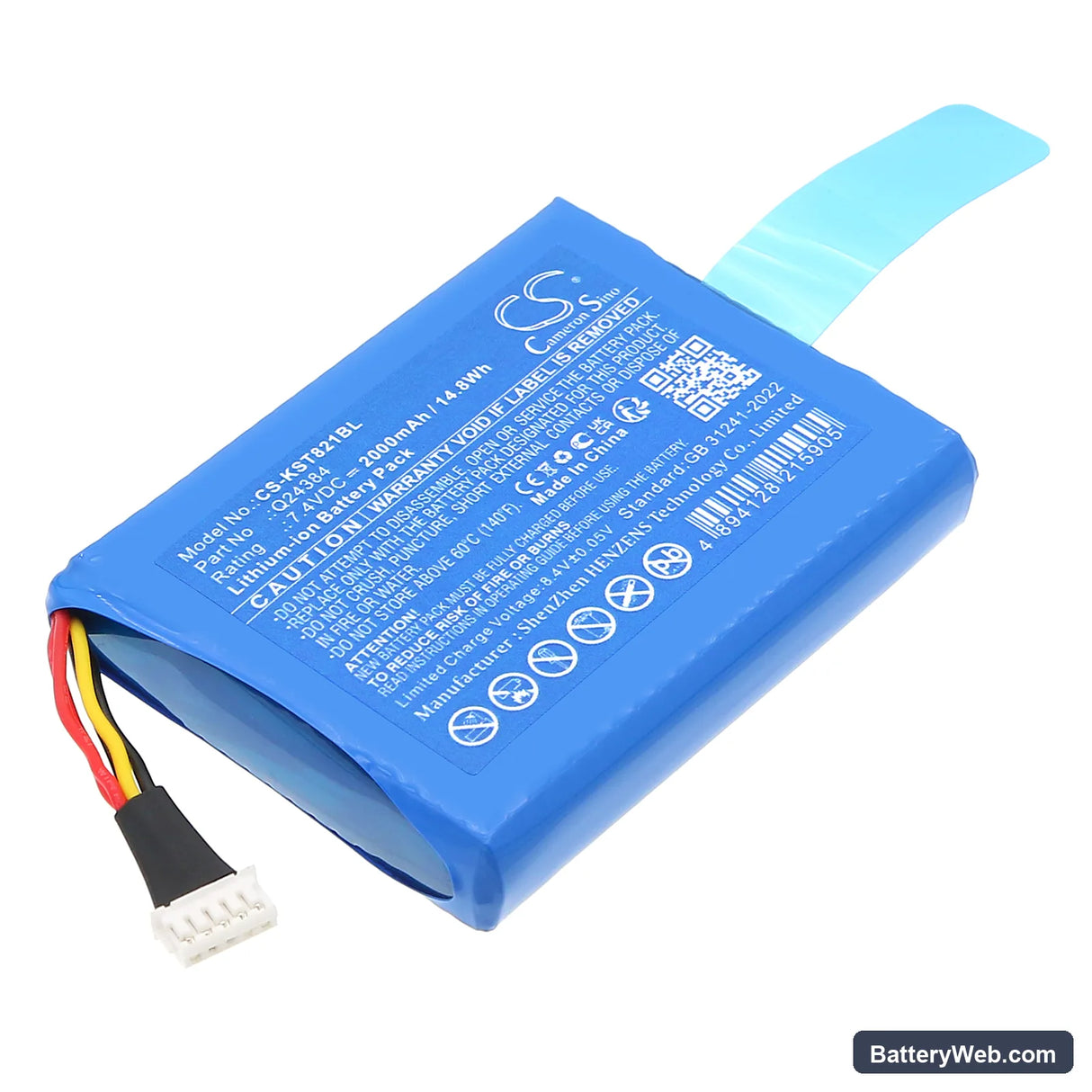 Szzt KS8210 Replacement Battery, 7.4V, 2000mAh, Li-ion 1