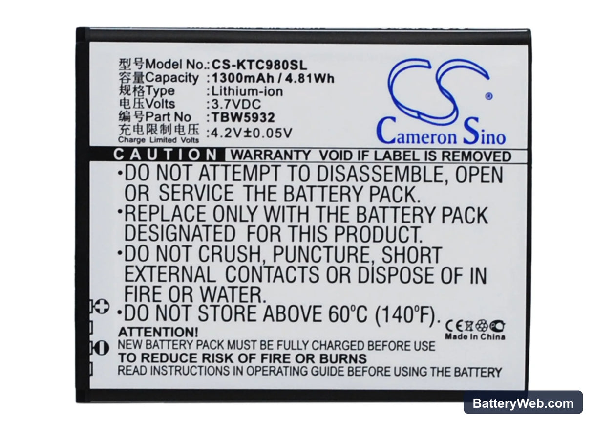 Fly IQ442 Replacement Battery, 3.7V, 1300mAh, Li-ion 1