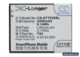 K-Touch T93 Replacement Battery, 3.7V, 2200mAh, Li-ion 1