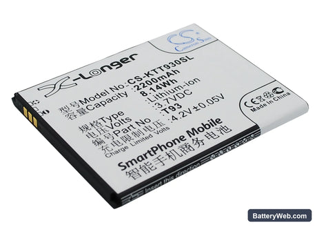 K-Touch T93 Replacement Battery, 3.7V, 2200mAh, Li-ion 3