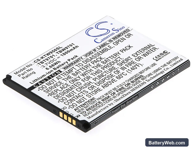 K-Touch S5 Replacement Battery, 3.7V, 1800mAh, Li-ion 1