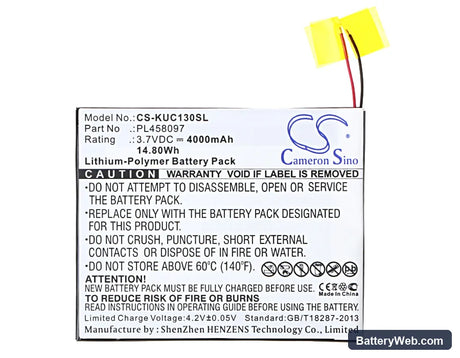 KURIO 7S Replacement Battery, 3.7V, 4000mAh, Li-Polymer 5