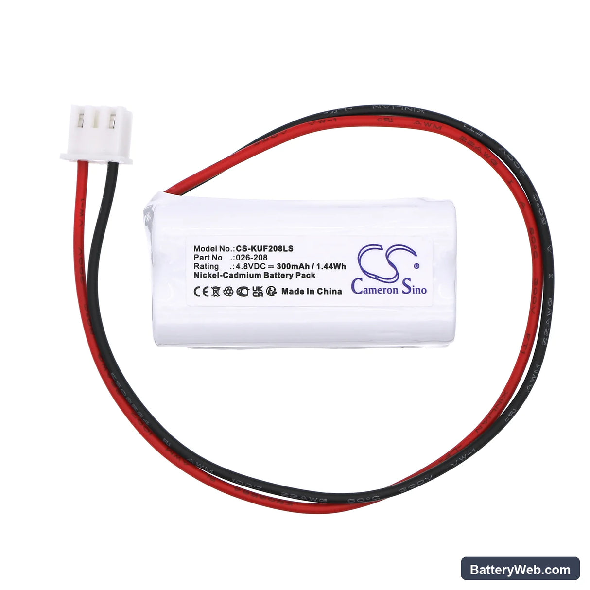 Sure-Lite BCN350-4EWP-CE109 Replacement Battery, 4.8V, 300mAh, Ni-CD 3