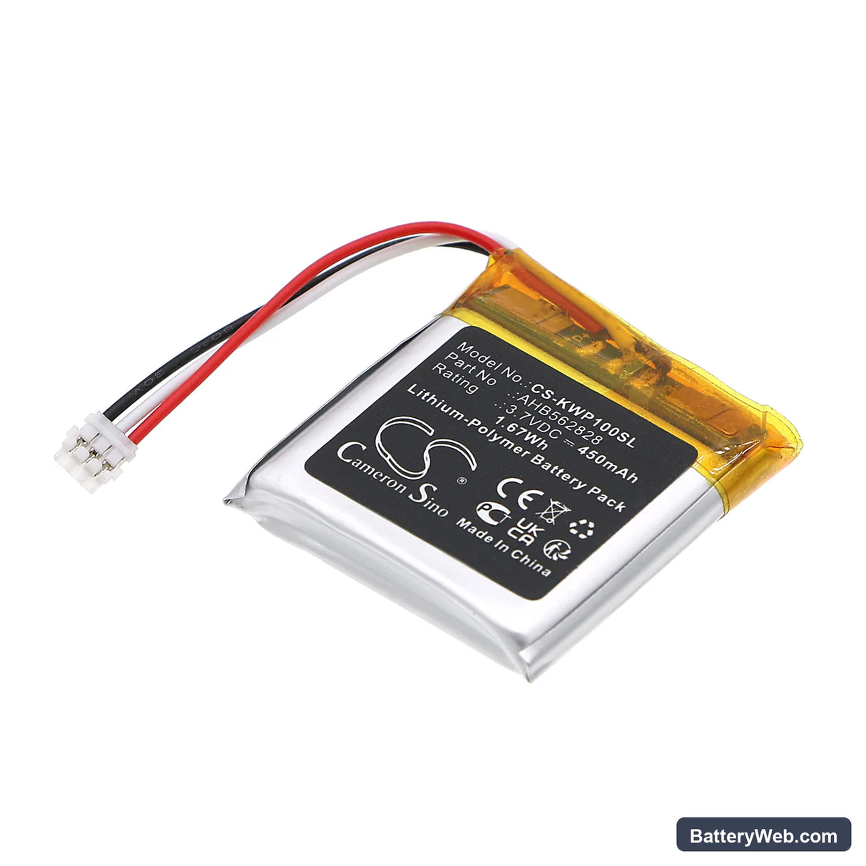 Kidz Watch Pro Replacement Battery, 3.7V, 450mAh, Li-Polymer 1