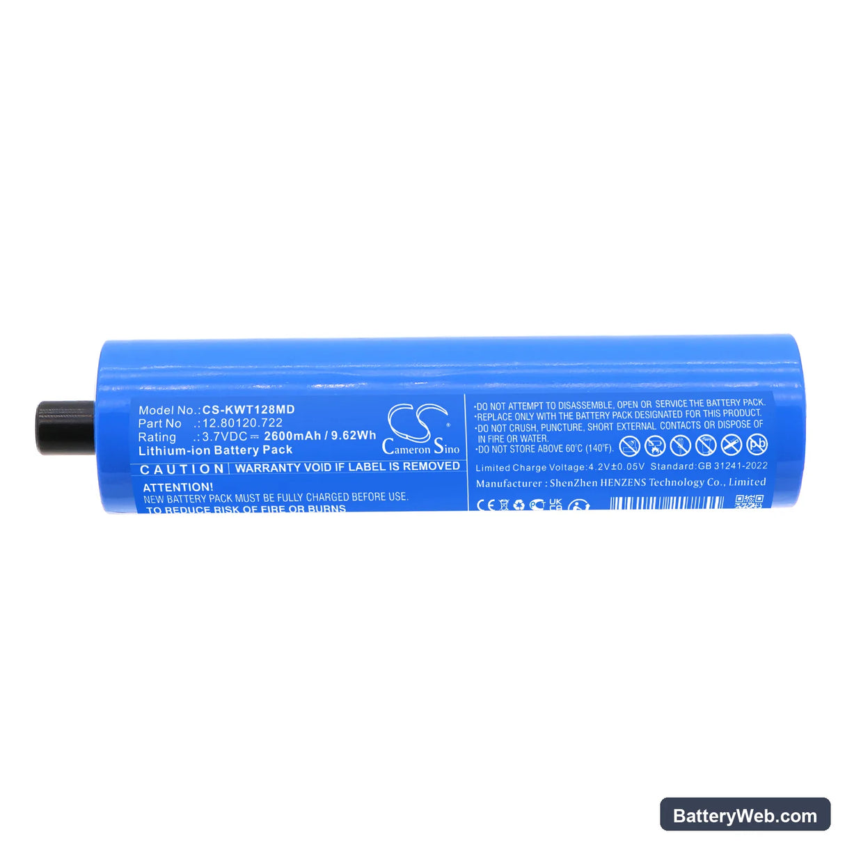 KaWe type C Replacement Battery, 3.7V, 2600mAh, Li-ion 3